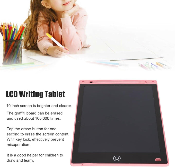 flexman 10 LCD Writing Board, Reusable Notebook with Stylus, 100,000 Times Doodle Board, for Kids Friends Family (Light Pink)_7_image