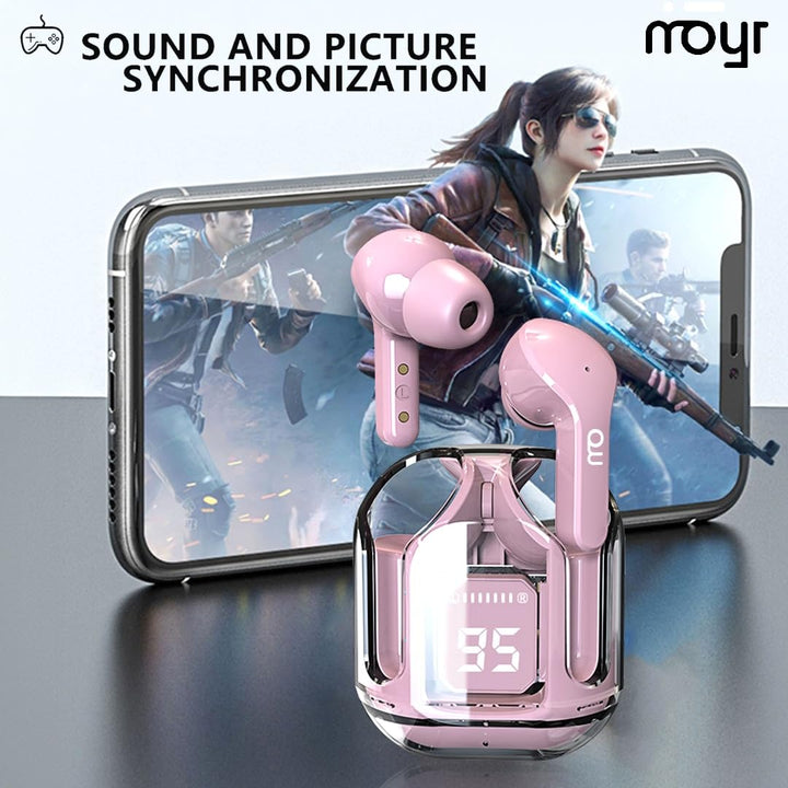 Crystal Wireless Earbuds, 40 Hrs+ Playtime, Transparent Charging Case and LED Digital Display,..._1_image